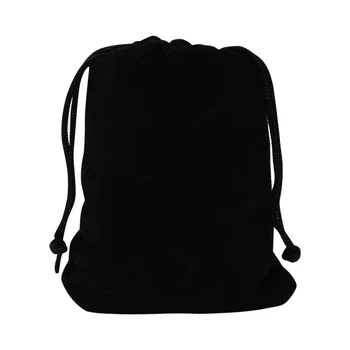 

Black Drawstring Bag Classic Texture Creative Delicate Design Chic Jewelry Packaging Pouch Flannel Cosmetic Makeup Storage Bag