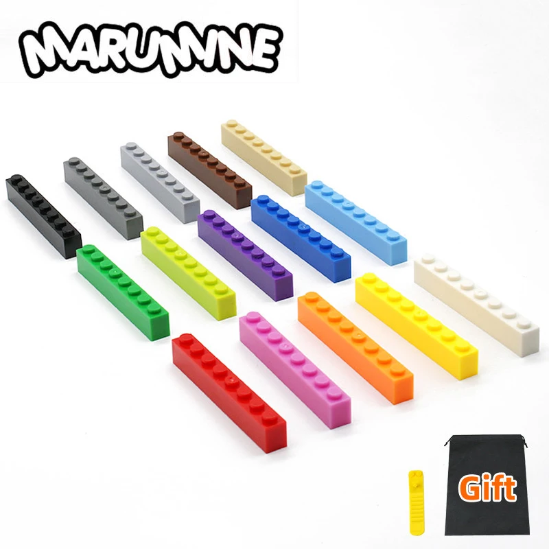 

Marumine 1 x 8 Dots Cube Brick Sets 50PCS/Lot Classic Building Blocks Parts Construction Set Children DIY Educational Toys