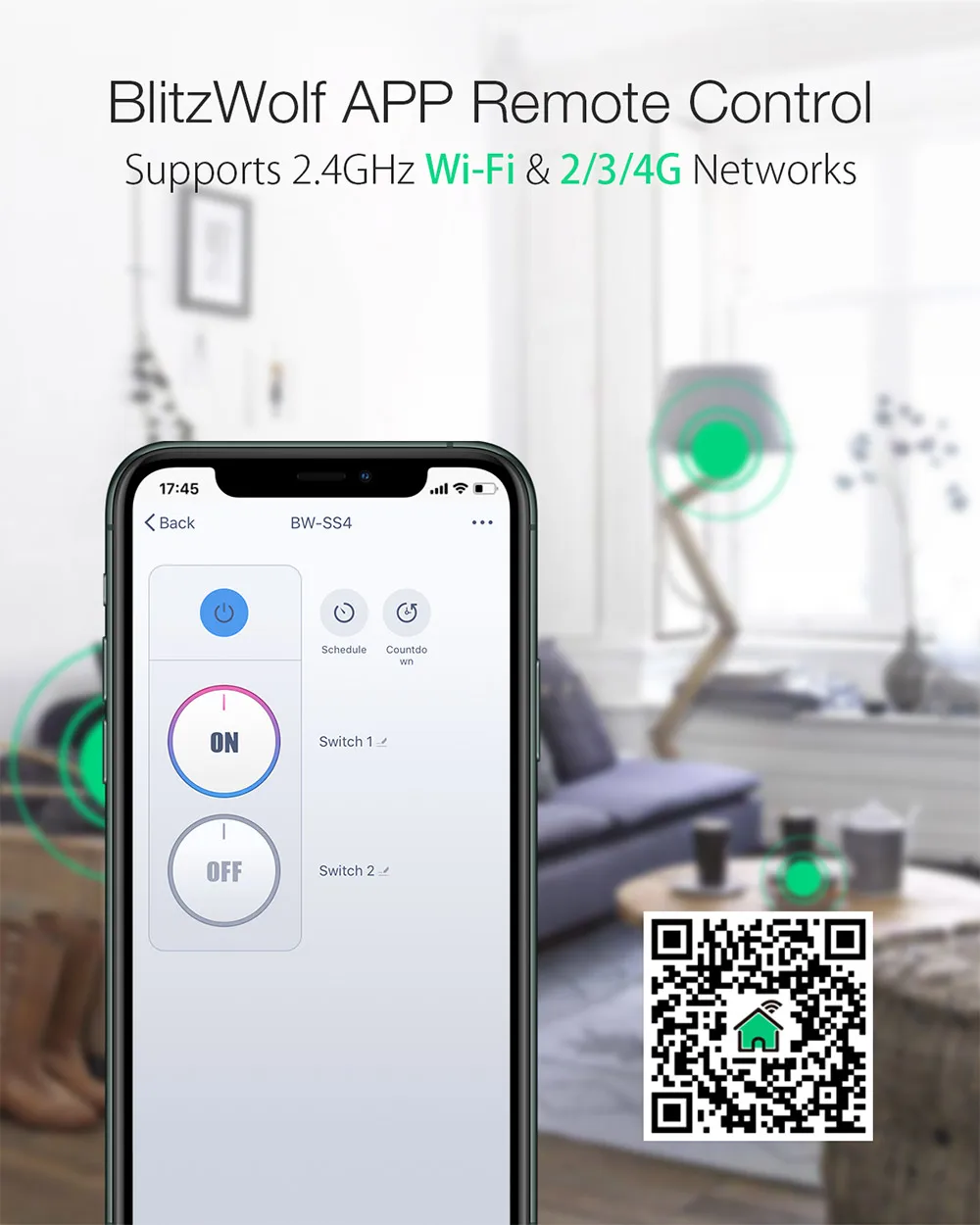 BlitzWolf BW-SS4 Basic 2200 Вт 10А 1/2 способ wifi DIY умный домашний переключатель модуль дистанционного управления таймер отсчета умный пульт дистанционного управления