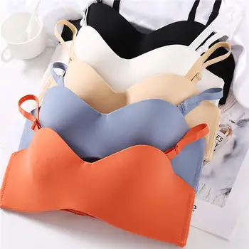 

Strap Removable Bra Half Cup Demi Sexy Women Bralette Underwear Brassiere Lingerie Solid Color Invisible Bras for Female A/B CUP