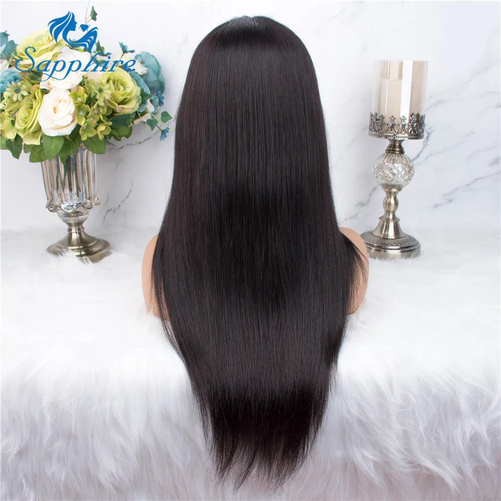 

Sapphire 4x4 Lace Closure Wig Straight Pre Plucked 100% Human Hair Wigs Bleached Knots Brazilian Lace Wig For Black Women