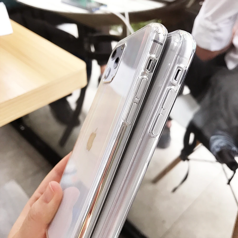 Градиентный Радужный лазерный Прозрачный чехол для iPhone 11 Pro Max X XR XS Max 6 6s 7 8 Plus, роскошные прозрачные мягкие акриловые чехлы