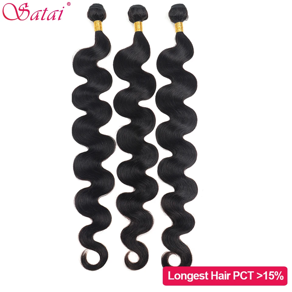  Satai Body Wave 3 Bundles With Closure 8-38 Inch M Remy Human Hair Bundles With Closure 30 32 34 in