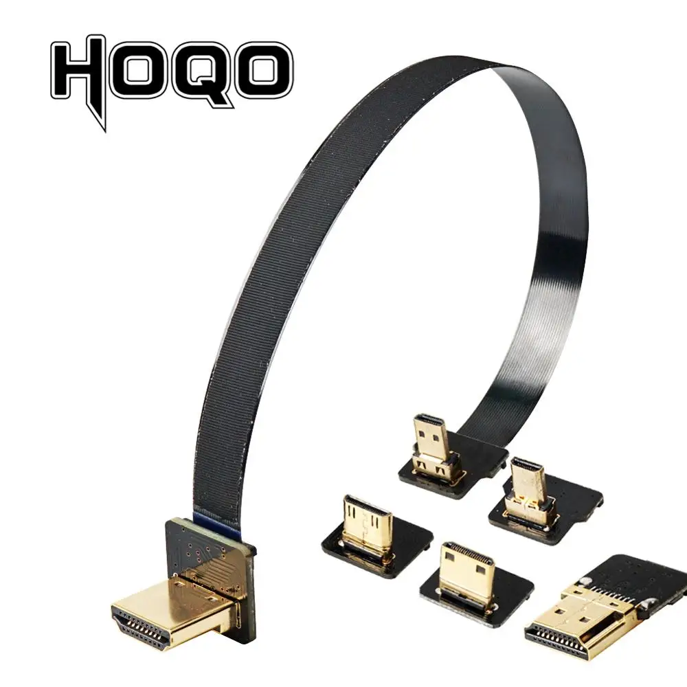 

FPV HDMI Flat Ribbon Cable UP/Down Angle Micro HDMI to HDMI 90 degree flexible hdmi ribbon cable pin 20pin Plug HDMI raspberry 4