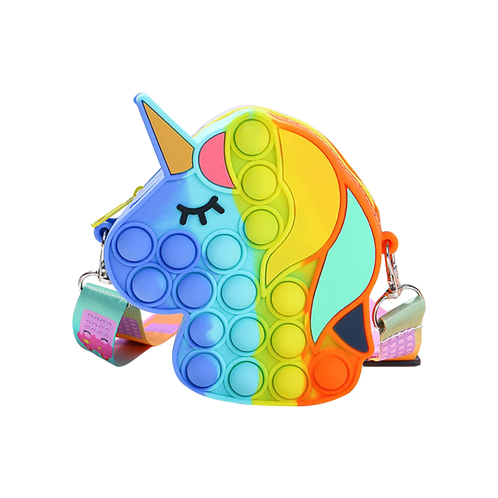 stress squeeze toy Rainbow Poppet Push Bubbles Toy Unicorn Kawaii Coin Purse Children Wallet Ladies Bag Silica Gel Simple Dimple Fidget Toy dna stress ball Squeeze Toys