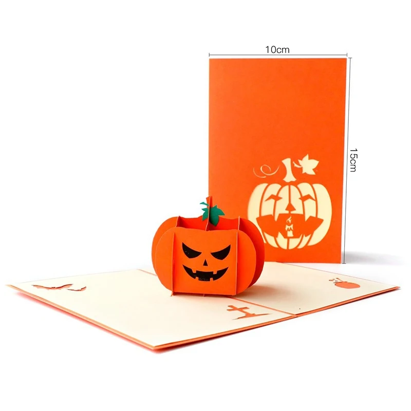 

New Halloween 3D Popup Angry Pumpkin Greeting Card Creative Holiday Invitations Card Envelope Included for Halloween Festival