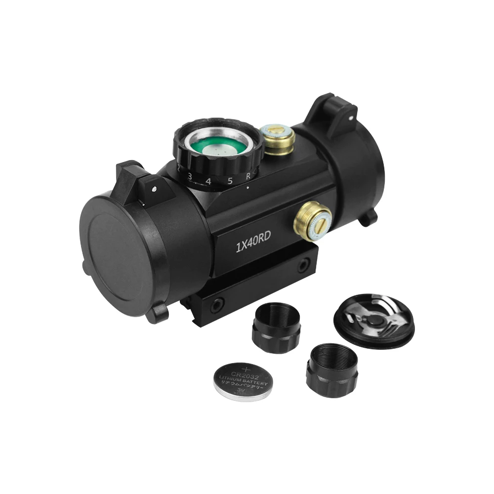 1x40 Red Dot Sight Tactical Scope with Lens Cap 20mm/11mm Rail Mount