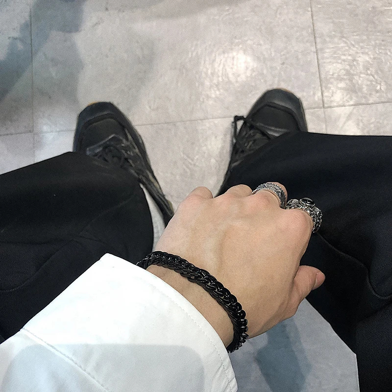 Золотые, черные, серебряные браслеты, мужские кубинские звенья, цепочка на руку, нержавеющая сталь, цепи, браслет, мужские аксессуары, подарки для хип-хопа