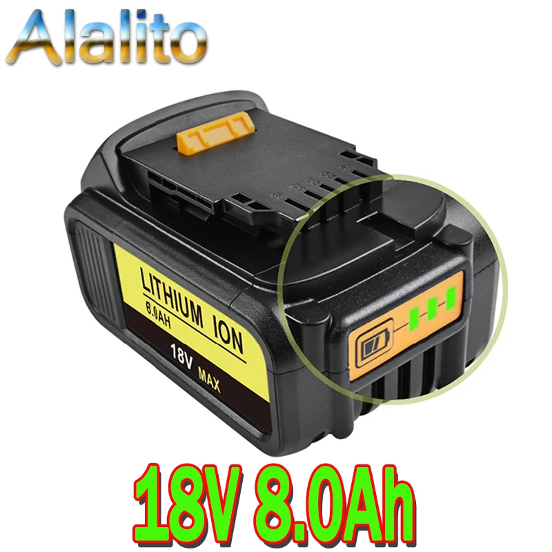2020 оригинальный 8000 мА/ч 18V для Dewalt Мощность инструмент Батарея DCB180 DCB181 DCB182 DCB201