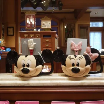 

Disney Mickey Mouse Minnie Ceramic Cup Kids Bottle Drinking Cup 3D Cartoon Home Water Cup Cute Milk Coffee Cup X4681