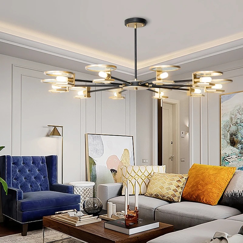 Postmodern LED luxury golden chandelier living room lamp personality creative villa dining room lamp simple household lamps