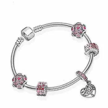 

100% 925 silver plain sterling bracelet for woman with heart charms current accounts fashion jewelry