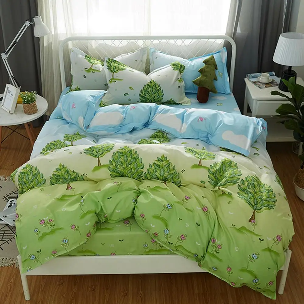 

Cartoon forest bedding set queen King single double sizes bed linens polyester duvet cover set for children / adult bedclothes
