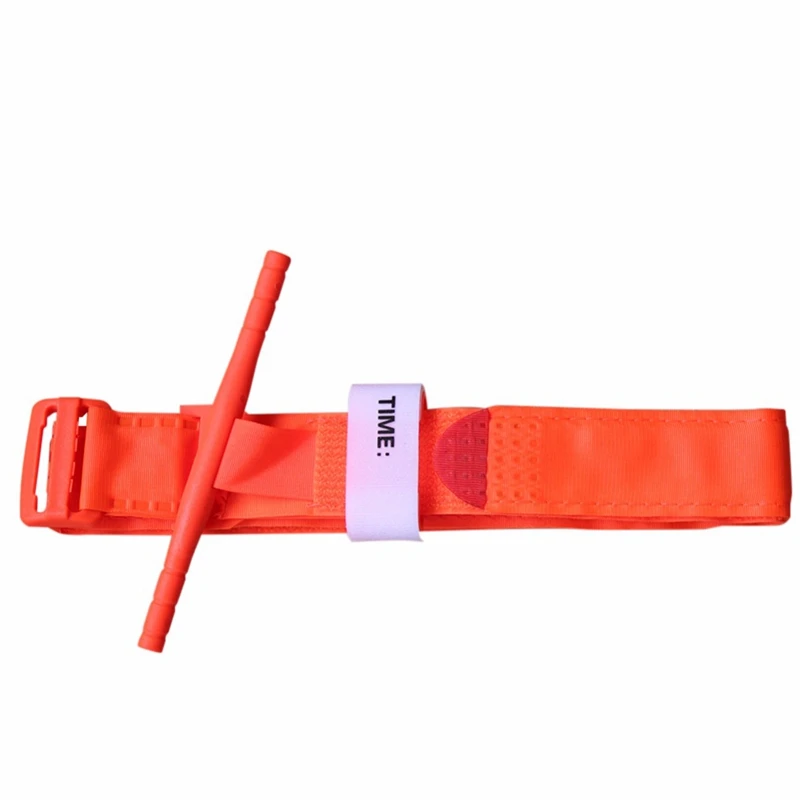 

Outdoor Hiking Portable First Aid Quick Slow Release Buckle Medical One Hand Emergency Tourniquet Strap Orange