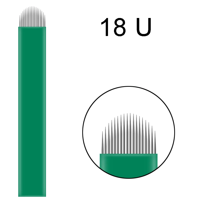 new Microblading needle 12 pin 0.16mm grenn Tattoo Blade Permanent Makeup Eyebrow Embroidery Blade For Tobori Manual Pen Tattoo - Габаритные размеры: shape18U