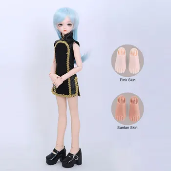 

1/4 45cm BJD Dolls Koori Female Makeup Joint Doll with Light Grey Eyes and Human Full Clothing Girls' Gift - Suntan/Pink Skin