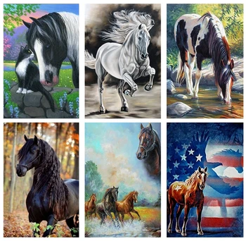 

Animals 5D DIY Diamond Painting Cat Horse Crystal Farm Diamond Painting Cross Stitch Landscape Needlework Home Decorative