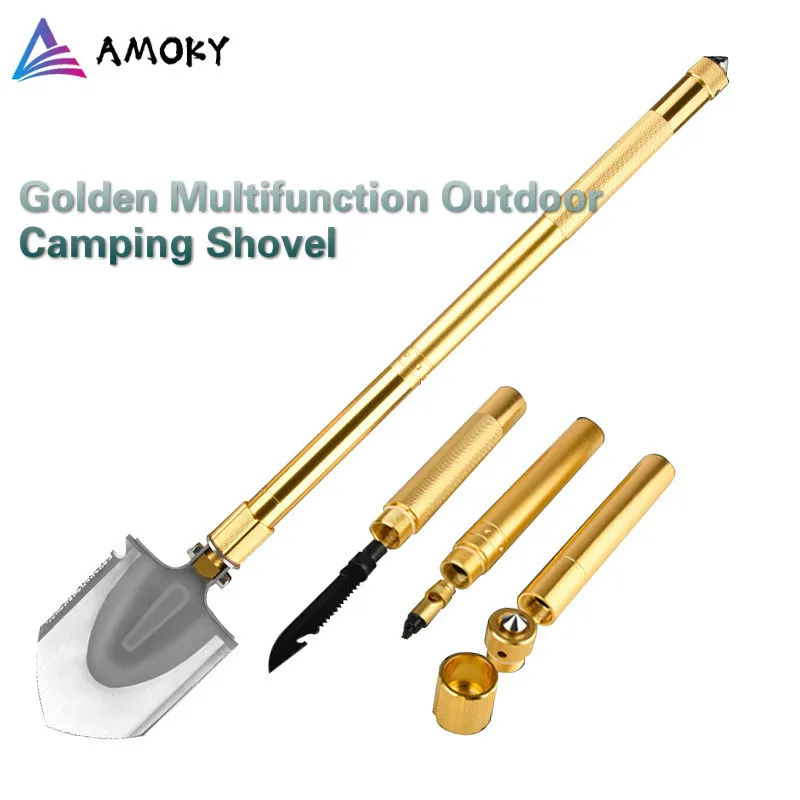 

AMKOY Golden Max 94cm Outdoor Tactical Camping Shovel Multitool Folding Shovel Lifter Mounted Outdoor Emergency Camping Tool
