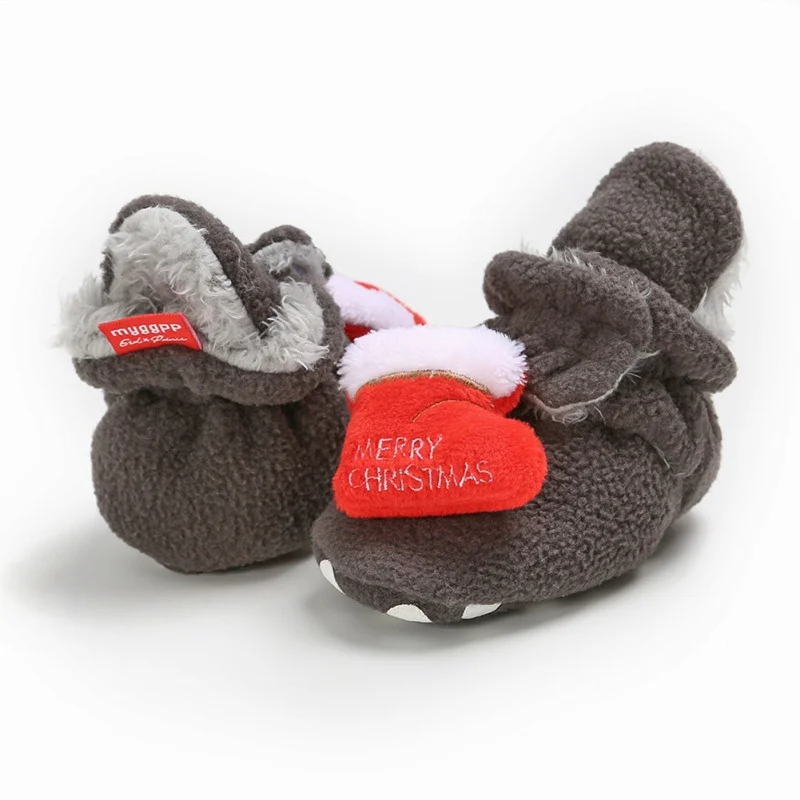 Рождественские ботиночки для маленьких мальчиков и девочек, милые зимние теплые ботинки для новорожденных, модные Нескользящие мягкие ботинки для малышей 0-18 месяцев, Cn