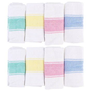 

8PCS Practical Cotton Water Absorbent Portable Cleaning Towel Wash Towel Dishcloth Dish Towel for Restaurant Home Kitchen
