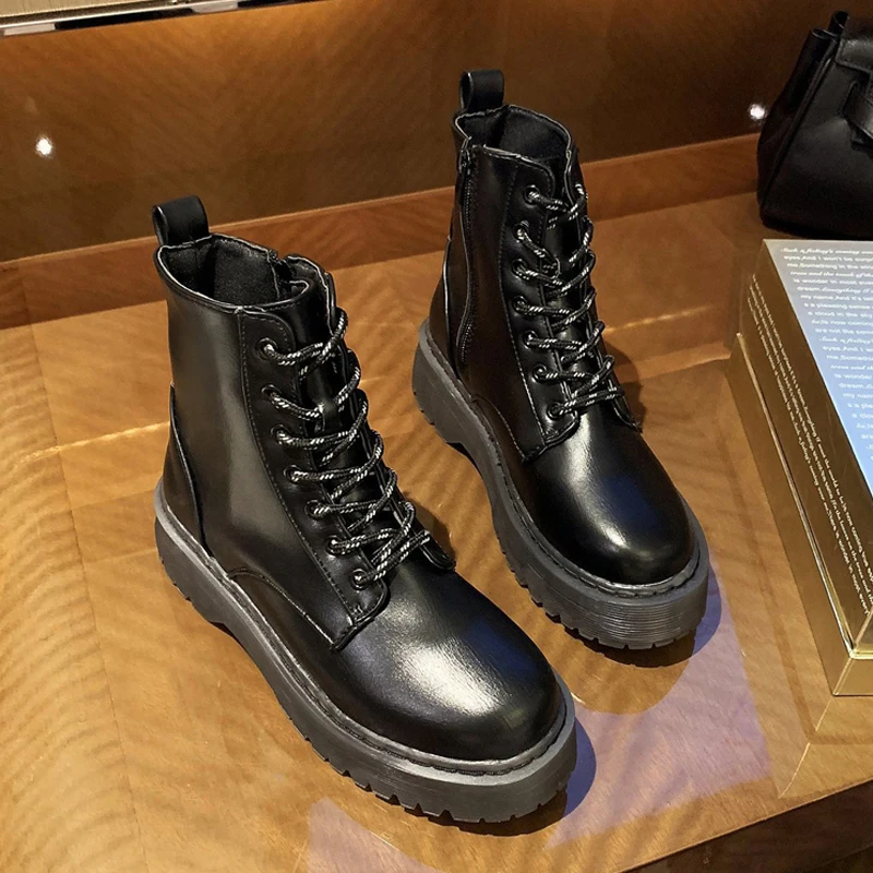 Women ankle boots winter Women's Martin Boots Crystal soles Platform Boots For Woman INS Hot Women Chunky Motorcycle boots