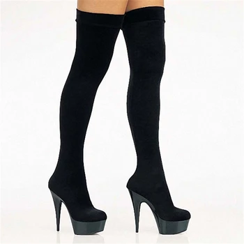 

Knee-over Boots Female 2018 Sexy Long Barrel Grinded Elastic Boots