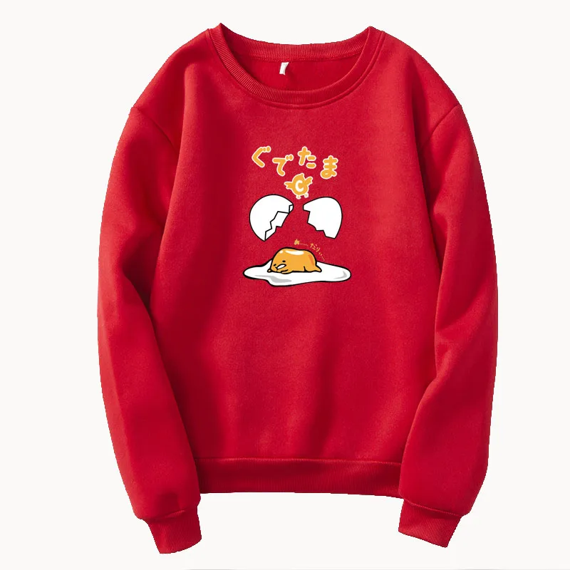 Sweatshirt red Gudetama Толстовка Harajuku мода круглый вырез длинный рукав плюс бархатный пуловер Женская одежда унисекс Прямая - Цвет: Sweatshirt red