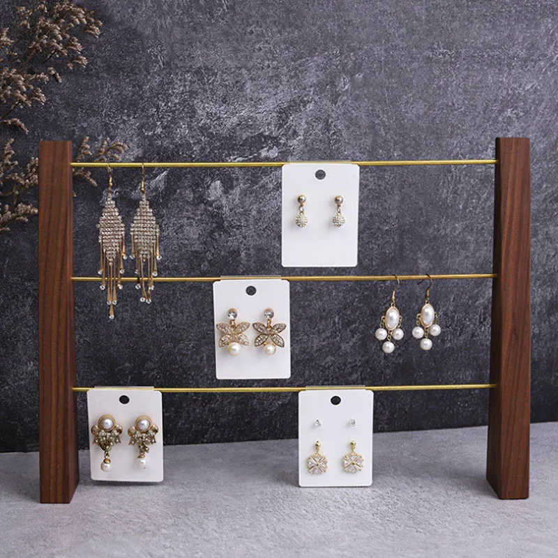 New Simple Large Middle Size Walnut Wooden Eearrings Necklace Storage Jewelry Display Stand Luxuious Earrings Display Props