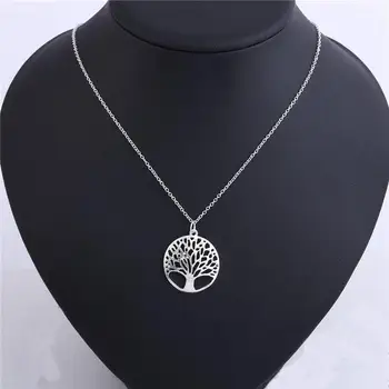 

Fashion Gold Color Tree of Life Pendant Stainless Steel Round Necklace For Shipping Triangulation Crystal B6O4