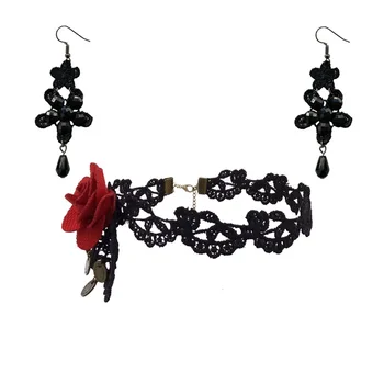 

YiYaoFa Handmade Party Jewelry Set Gothic Jewelry for Women Black Lace Necklace & Earring Women Accessories Party Jewelry YTZ-06
