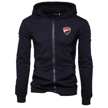 

Fashion Wild Warm Brand Winter Fitness Muscles Solid Color Hoodies Ducati LOGO Thicken Comfortable Zipper Tops Fast delivery