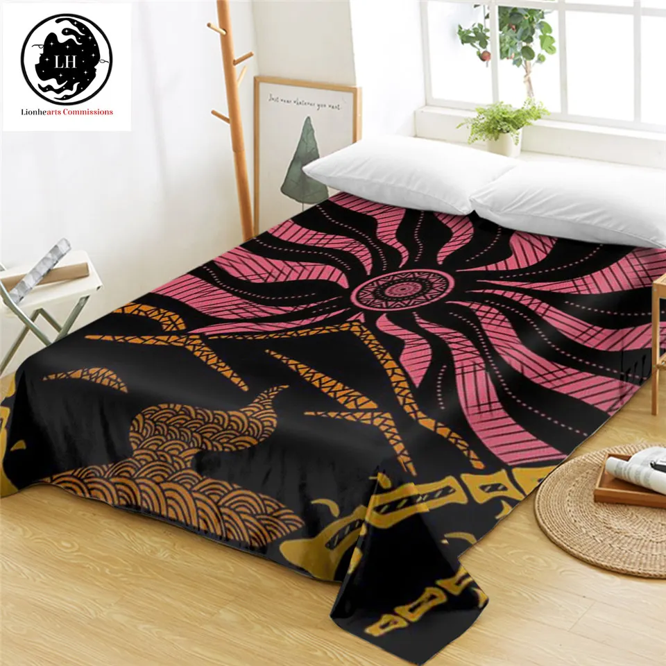 Japanese Mandala by Lionhearts Bed Sheet Dark Red Flat Floral Sun Bedspreads 1pc Desert drap de lit King Size Dropship | Дом и сад