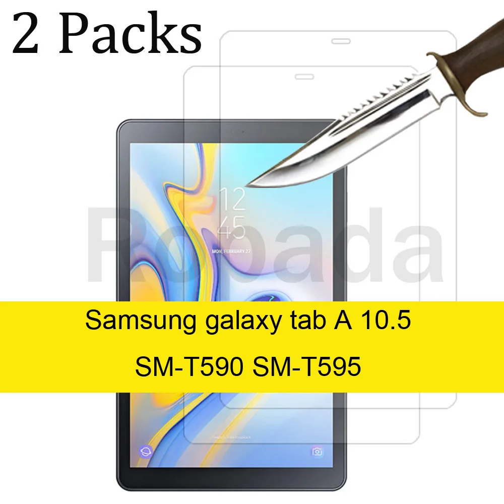 2PCS Tempered Glass Screen Protector for Samsung Galaxy Tab A 10.1 A7 A8 SM-T510 SM-T515 10.5 SM-T580 SM-T590 protective film touch pens for ipads Tablet Accessories