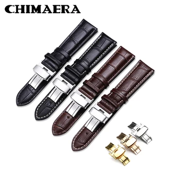 

CHIMAERA Watch Bands Genuine Calf Leather Strap Bracelet Black Brown 14mm 16mm 18mm 20mm 22mm Watchband Belt Watch Strap