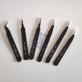 

6PCS Small Tweezers，Auto Hold Clamp Antistatic Hard Carbon Fiber Composite Plastic Forceps ， Common Rail Tool