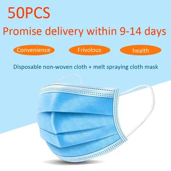

9-14 Days Delivery Masks50 Disposable Dust Masks Blue Disposable Three-layer Civilian Masks Prevent Virus Masks