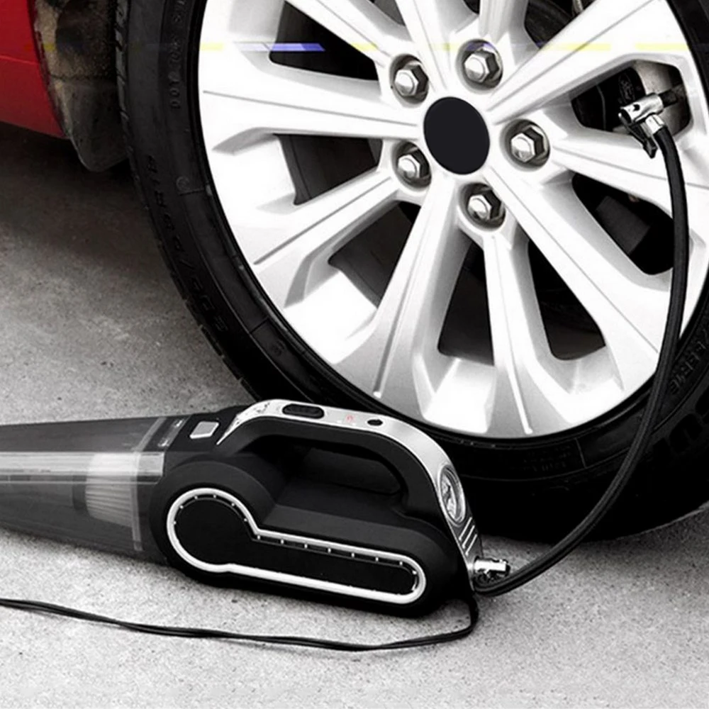 US $24.31 4in1 Multifunctional Car Vacuum CleanerFlashlightTire InflatorPressure Meter Powerful Wet Dry Vacuum Cleaner LED Quick Charge