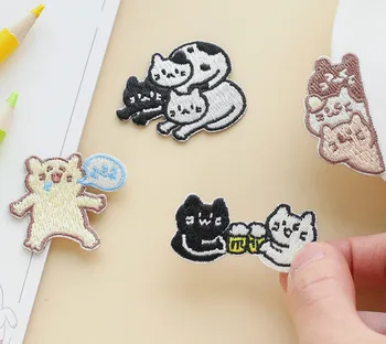 

4PCS/LOT Happy Cat's Daily Life Cloth Sticky Stickers Set DIY Decoration Creative Statonery Supplies