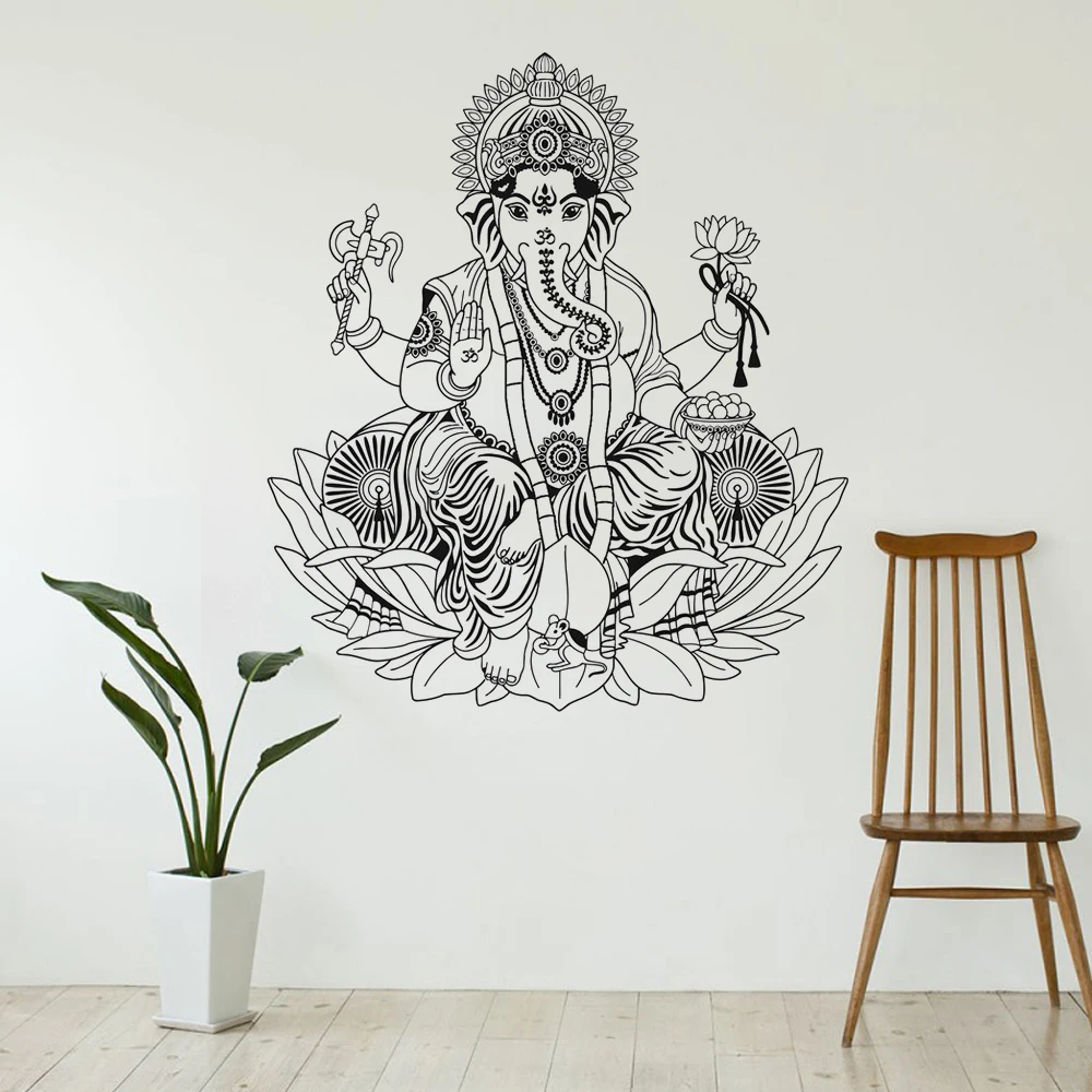 Elephant Ganesha Lotus Hinduism God Hindu IndiaWall Decal Decor Wall