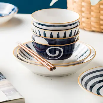 

European Ceramic Tableware Rice Bowls Healthy Under Glazed Japanese Bowl Desert Bowl Breakfast Dinnerware Set Mixing Bowl