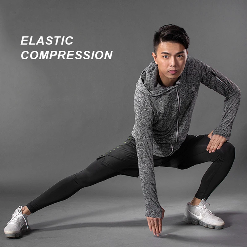 ROCKBROS Men's Gym Fitness Sport Suits Quick Dry Sweat-absorbent Running Joggers Sportswear Training Tracksuits Set Gym Gloves