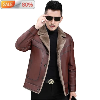 

Genuine Leather Jacket Men Winter Warm Wool Coat 2020 Fashion Natural Fur Coats Jaqueta De Couro Plus Size 17722 ZL3A1