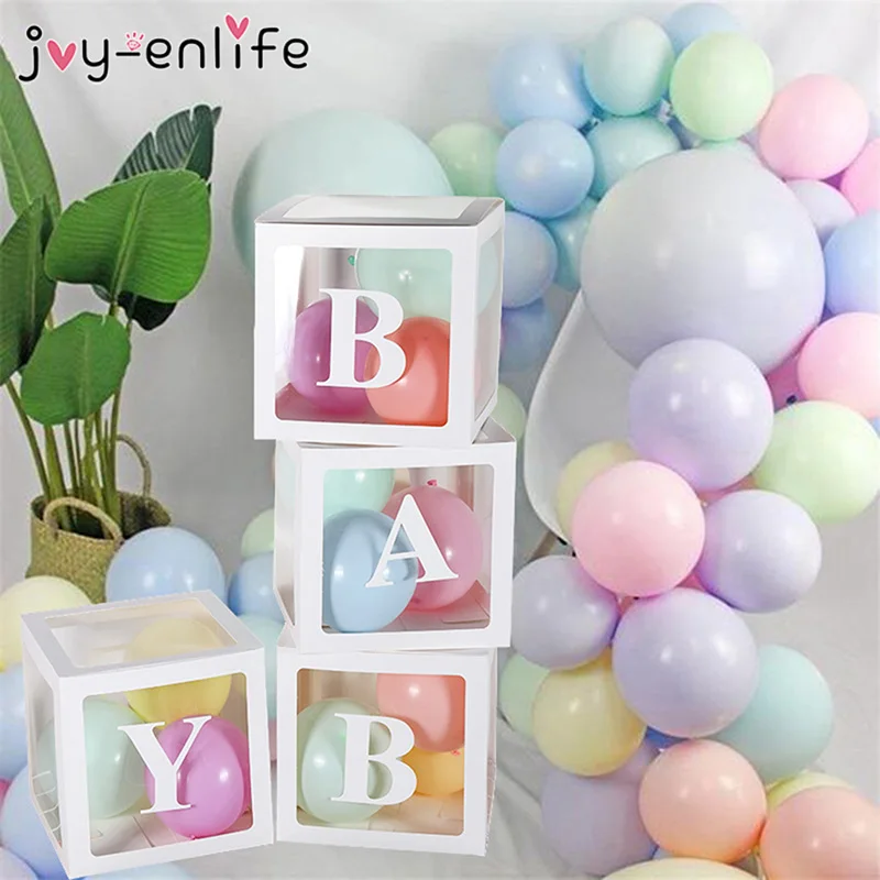 Буквы прозрачная коробка аксессуары для воздушных шаров Baby Shower счастливый день рождения шарики для свадебного украшения Воздушные шары коробка вечерние воздушные шары