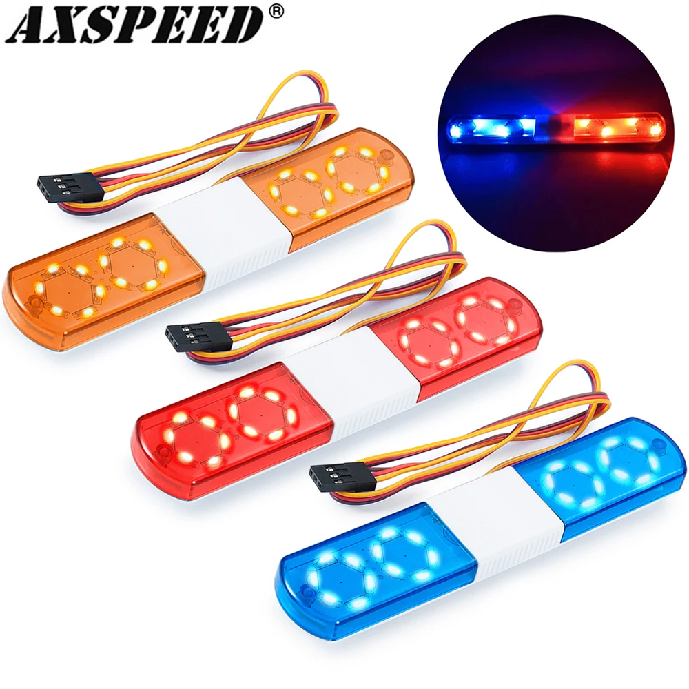 AXSPEED RC Police Flash LED Light Bar Alarming Light 6 Modes 115/145mm