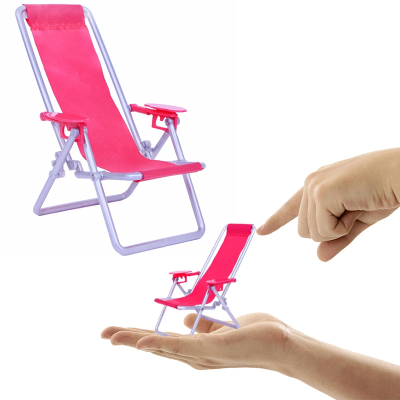 

Interesting Child Hand Toys Dollhouse Furniture Swim Foldable Deckchair Beach Chair Dolls House Accessories Doll Cute Lounge