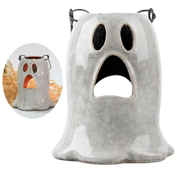 

Skull Candle Holder Resin Halloween Adornment Model Creative Decorative Halloween Candlestick for Home Outdoor Indoor (White Gho