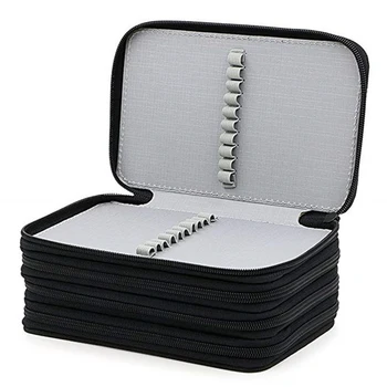 

Portable Pen Box Easy Clean Home School Solid Gift Washable 72 Holes Pencil Case Painter 4 Layers Students Large Capacity