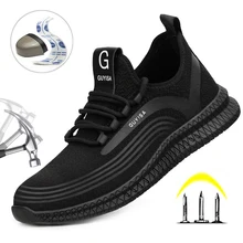 Chaussures de sécurité d'été respirantes pour hommes, avec bout en métal, baskets de sport à la mode, indestructibles, bottes de travail anti perforation