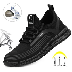 Chaussures de sécurité d'été respirantes pour hommes, avec bout en métal, baskets de sport à la mode, indestructibles, bottes de travail anti perforation 