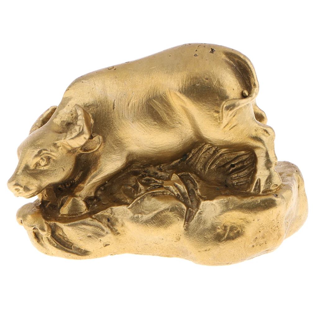 Golden Brass Animals Statues Figurines Chinese Traditional Zodiac Shengxiao Ornaments for Home Office Table Desktop Shelf Decor